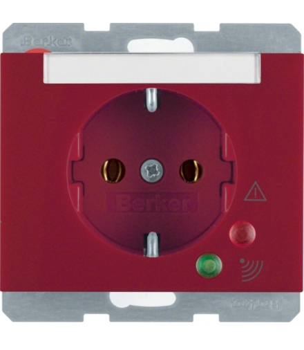 K.1/K.5 Gniazdo SCHUKO z ochroną przepięciową i polem opisowym, zaciski śrubowe, czerwony Berker 41527115