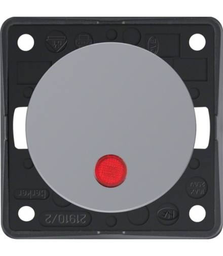 Integro Flow Łącznik klawiszowy kontrolny z czerwoną soczewką, 2-biegunowy, szary, połysk Berker 937522507