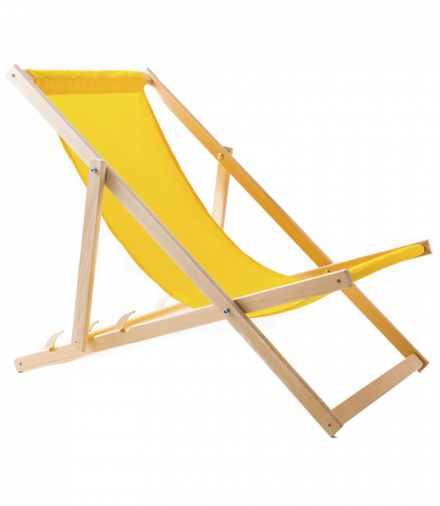 Lezak plazowy drewniany żółty WOODOK CEN-82586