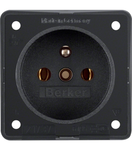 Integro Flow Gniazdo z uziemieniemz podwyższona ochroną styków, mechanizm, czarny, mat Berker 9619505