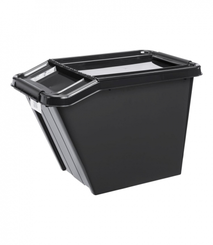 Pojemnik z pokrywą PlastTeam ProBox Recycle QR 58L pochyły czarny PLAST TEAM CEN-63852