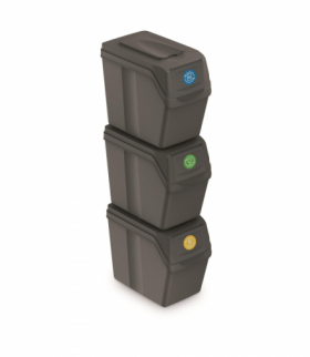 Zestaw koszy do segregacji Sortibox 3x20L szare ISWB20S3 Prosperplast CEN-68347