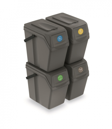 Zestaw koszy do segregacji Sortibox 4x25L szare ISWB25S4 Prosperplast CEN-68350
