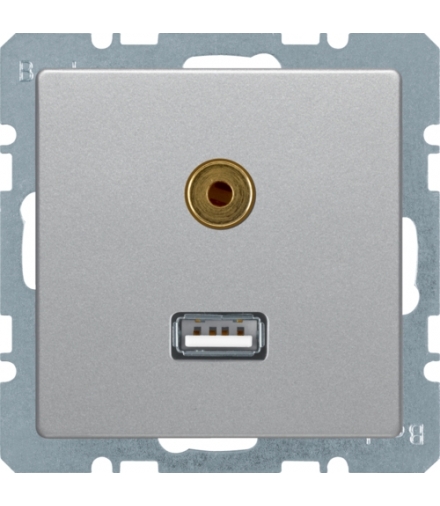 Q.x Gniazdo USB/3,5mm audio, alu aksamit, lakierowany Berker 3315396084