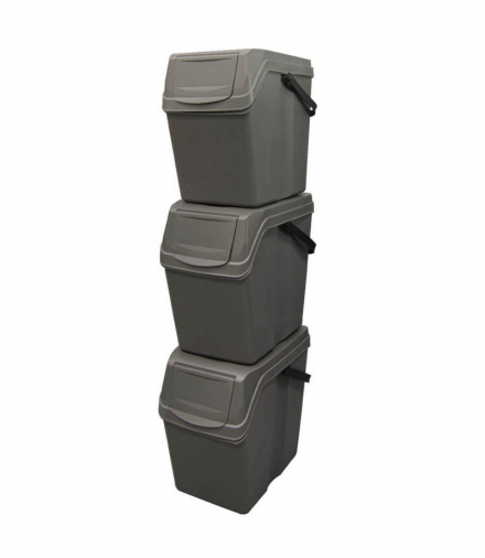 Zestaw koszy do segregacji Sortibox 3x25L szare ISWB25S3 Prosperplast CEN-68349