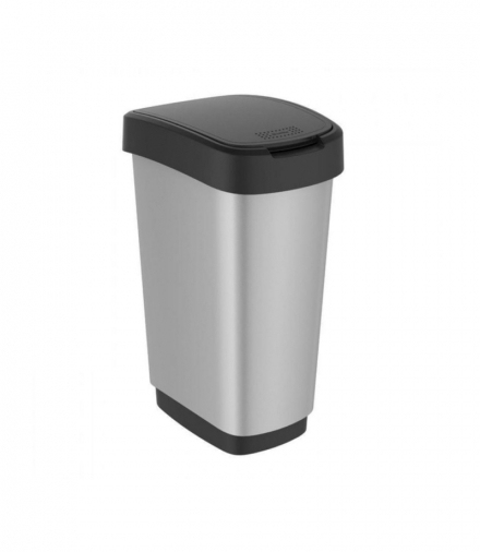 Kosz na śmieci swing Rotho Twist 50L metalizowany Rotho CEN-64236
