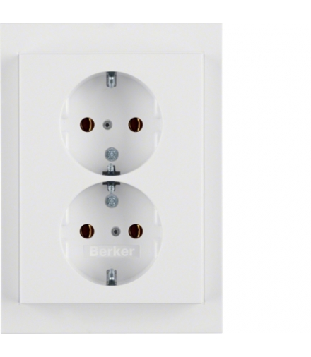 K.1 Gniazdo podwójne SCHUKO komplet, biały Berker 47537009