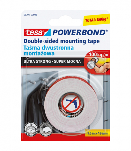 Taśma montażowa powerbond wew.zew.1,5m:19mm (s.moc.do 10kg na 10cm) Tesa H5579103