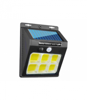 Lampa solarna ścienna LTC 6xCOB, 6W z czujnikiem ruchu,zmierzchu z akumulatorem 1200mAh LXTQ036