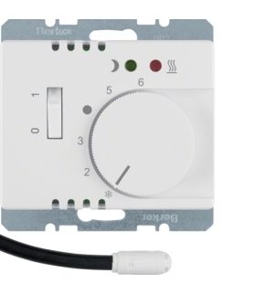 Arsys Regulator temperatury podłogowej z zestykiem zwiernym, elementem centralnym i łącznikiem, biały Berker 20340069