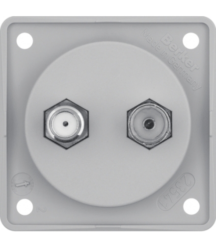 Integro Flow Gniazdo antenowe Radio/SAT z obudową nieekranowaną, szary, mat Berker 945602506