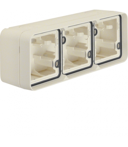 W.1 Adapter natynkowy 3-kr poziomy, 2 wejścia, IP55, biały Berker 6019303502