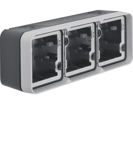 W.1 Adapter natynkowy 3-kr poziomy, 2 wejścia, IP55, szary Berker 6019303505