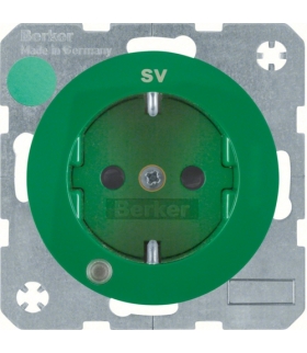 R.1/R.3 Gniazdo SCHUKO z diodą kontrolną LED zielony, połysk Berker 41102003