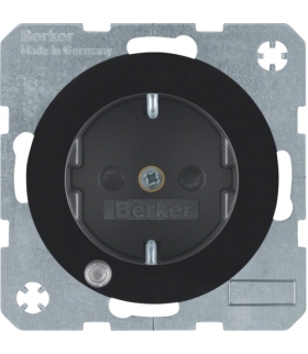 R.1/R.3 Gniazdo SCHUKO z diodą kontrolną LED czarny, połysk Berker 41102045