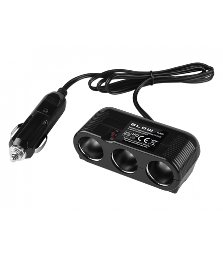 Rozgałęźnik zapalniczki samochodowej 1xwtyk/3xgniazdo+kabel cs-32 Blow 96-867