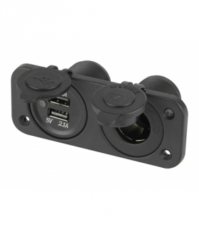 Gniazdo zapalniczki samochodowej z klapką+2x gniazdo usb 1a, 2,1a Blow 96-893