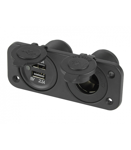 Gniazdo zapalniczki samochodowej z klapką+2x gniazdo usb 1a, 2,1a Blow 96-893