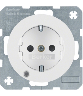 R.1/R.3 Gniazdo SCHUKO z diodą kontrolną LED biały, połysk Berker 41102089