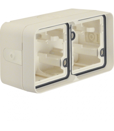W.1 Adapter natynkowy 2-kr poziomy, 4 wejścia, IP55, biały Berker 6719323512
