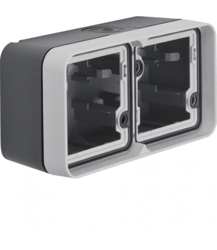 W.1 Adapter natynkowy 2-kr poziomy, 2 wejścia, IP55, szary Berker 6719323505