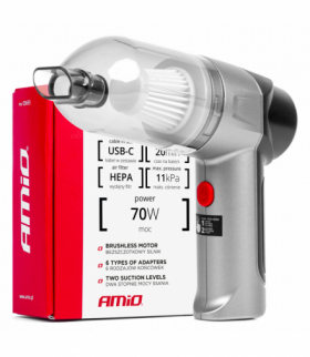 Odkurzacz samochodowy bezprzewodowy bezszczotkowy hepa 70w 4000mah amio-03693 AMiO AMI-03693