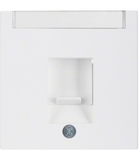 B.x/S.1 Płytka czołowa pojedyncza z zasuwą chroniącą przed kurzem i polem opisowym, biały Berker 11701909