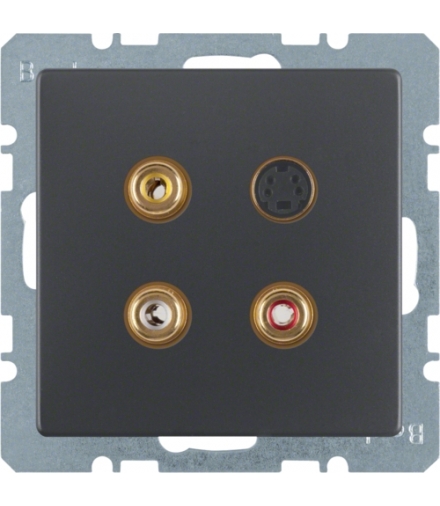 Q.x Gniazdo 3xCinch/S-Video, antracyt aksamit, lakierowany Berker 3315326086