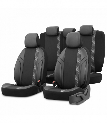 Komplet pokrowców na fotele samochodowe otom horizon 1808 black/smoked 3-zip OTOM AMI-OT86747