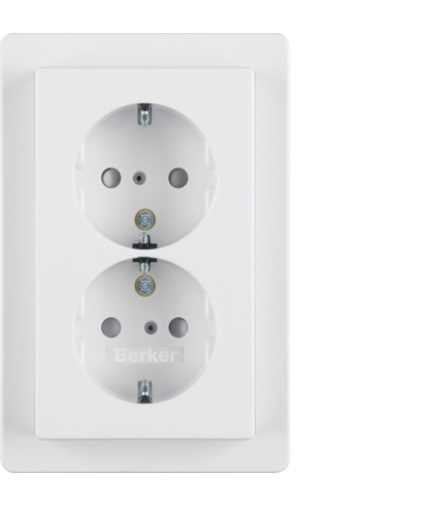 Q.x Gniazdo podwójne SCHUKO komplet z zabezpieczeniem przed dziećmi, biały, aksamit Berker 47296089