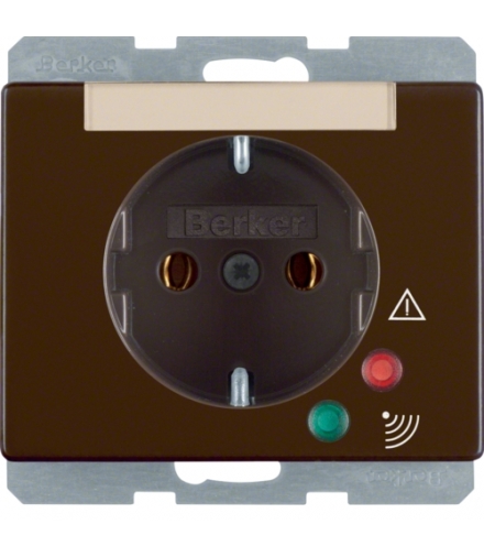 Arsys Gniazdo SCHUKO z ochroną przepięciową i polem opisowym, brązowy Berker 41520001