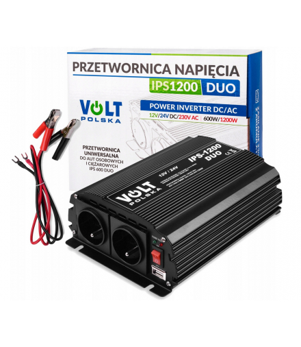 Przetwornica napięcia volt ips 1200 duo 12/24/230v (600/1200w) + usb NVOX VOLT IPS1200 DUO 12/24 230V