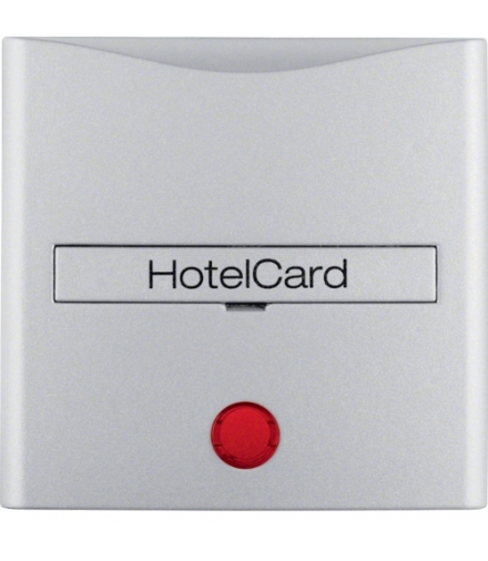 B.Kwadrat/B.7 Nasadka z nadrukiem i czerwoną soczewką do łącznika na kartę hotelową, alu mat, lakierowany Berker 16401404