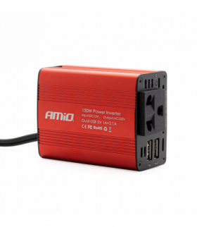 Przetwornica napięcia 12v/230v 150w/300w 2xusb pi01 amio-02468 AMiO AMI-02468