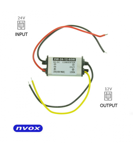 Przetwornica reduktor napięcia z 24V na 12V o mocy 60W (NVOX MANOSTAT 5A) NVOX MANOSTAT 5A