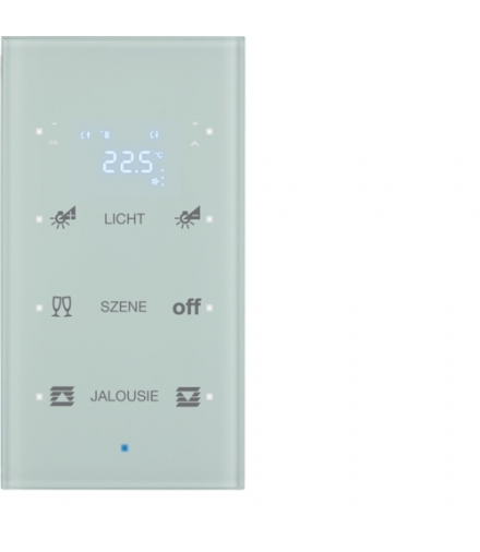 KNX TS Sensor dotykowy 3-kr z reg. temp., konfigurowalny, szkło, biały