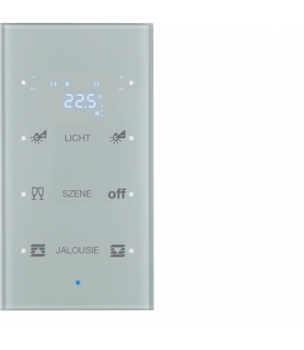 KNX TS Sensor dotykowy 3-kr z reg. temp., konfigurowalny, szkło, alu