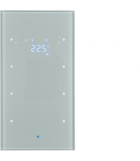 KNX TS Sensor dotykowy 3-kr z reg. temp., szkło, alu