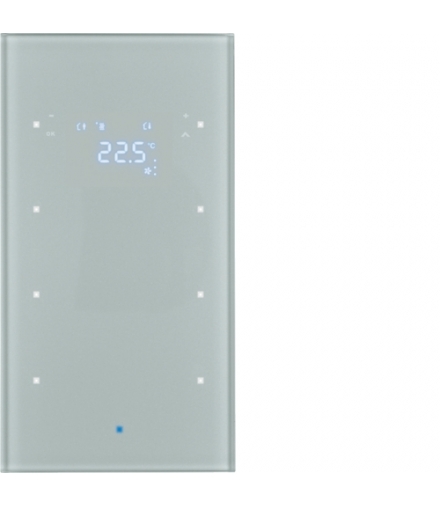 KNX TS Sensor dotykowy 3-kr z reg. temp., szkło, alu