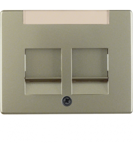 Arsys Płytka czołowa podwójny z zasuwami chroniącymi przed kurzem z polem opisowym, jasny brąz, lakierowany Berker 11829011