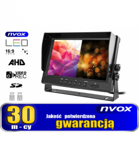 Monitor samochodowy lcd 9cali ahd 4pin z funkcją rejestratora 12v 24v NVOX AHM6132 9cali QUAD