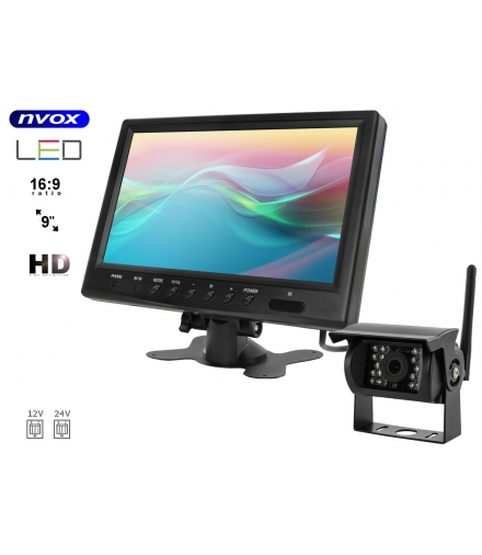 Monitor samochodowy lcd 9cali 12/24v oraz kamera noktowizyjna NVOX HM610WI-S 9cali ANALOG