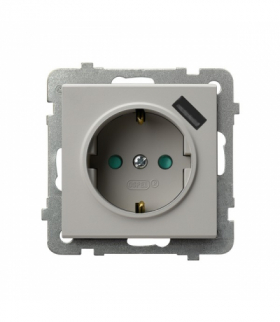 SONATA GP-1RSPUSB/m/82 Gniazdo pojedyncze z uziemieniem schuko z przesłonami torów prądowych, z ładowarką USB, Kaszmir