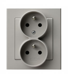 SONATA GP-2RC/82 Gniazdo podwójne z uziemieniem z funkcją niezamienności faz, kompletne z ramką, Kaszmir