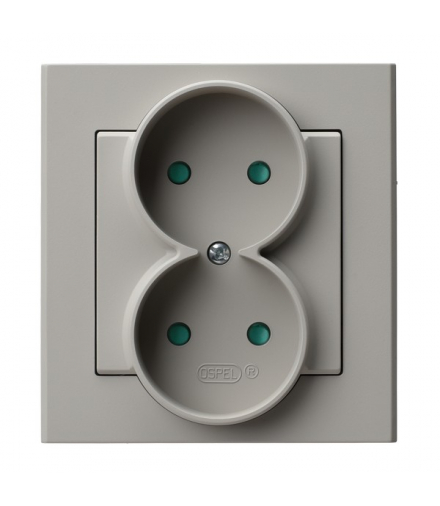 SONATA GP-2RP/82 Gniazdo podwójne z przesłonami torów prądowych, kompletne z ramką, Kaszmir