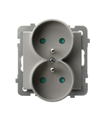 SONATA GP-2RRAZP/m/82 Gniazdo podwójne z uziemieniem z przesłonami torów prądowych, moduł bez ramki (do ramek 4mm), Kaszmir