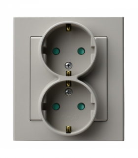 SONATA GP-2RZ/82 Gniazdo podwójne z uziemieniem kompletne z ramką, Kaszmir