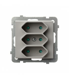 SONATA GP-3RP/m/82 Gniazdo potrójne EURO z przesłonami torów prądowych, Kaszmir