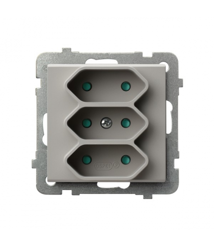 SONATA GP-3RP/m/82 Gniazdo potrójne EURO z przesłonami torów prądowych, Kaszmir