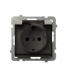 SONATA GPH-1RS/m/82/d Gniazdo bryzgoszczelne z uziemieniem schuko IP-44 wieczko przezroczyste, Kaszmir